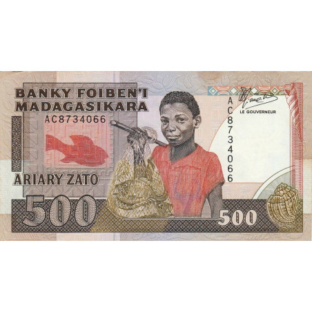 Madagascar - Pick 71a - 500 francs - 100 ariary - 1988 - Etat : SUP