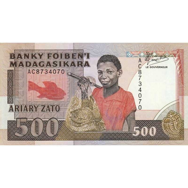 Madagascar - Pick 71a - 500 francs - 100 ariary - Série AC - 1988 - Etat : NEUF