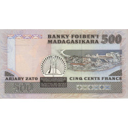 Madagascar - Pick 71a - 500 francs - 100 ariary - 1988 - Etat : SPL