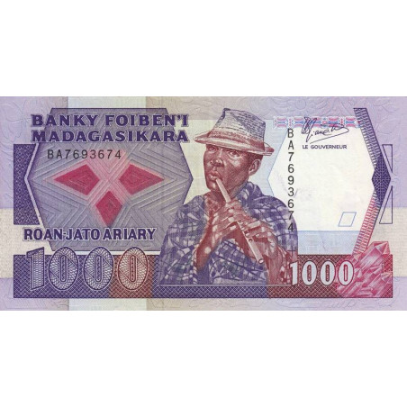 Madagascar - Pick 72a - 1'000 francs - 200 ariary - 1988 - Etat : SPL