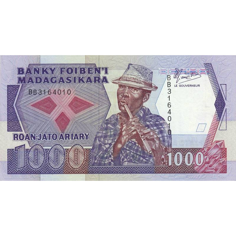 Madagascar - Pick 72a - 1'000 francs - 200 ariary - Série BB - 1988 - Etat : SUP