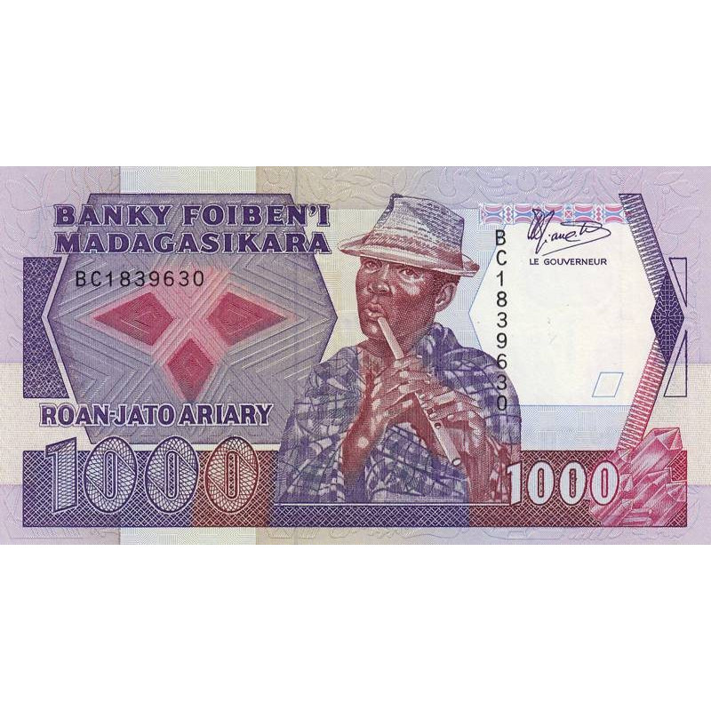 Madagascar - Pick 72a - 1'000 francs - 200 ariary - Série BC - 1988 - Etat : TTB+