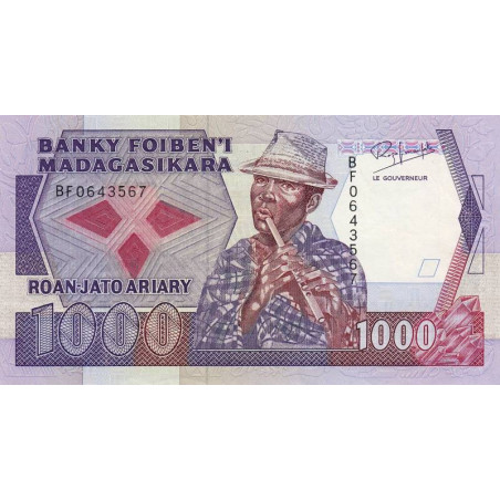 Madagascar - Pick 72b - 1'000 francs - 200 ariary - 1992 - Etat : SUP