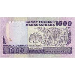 Madagascar - Pick 72b - 1'000 francs - 200 ariary - Série BF - 1992 - Etat : SUP