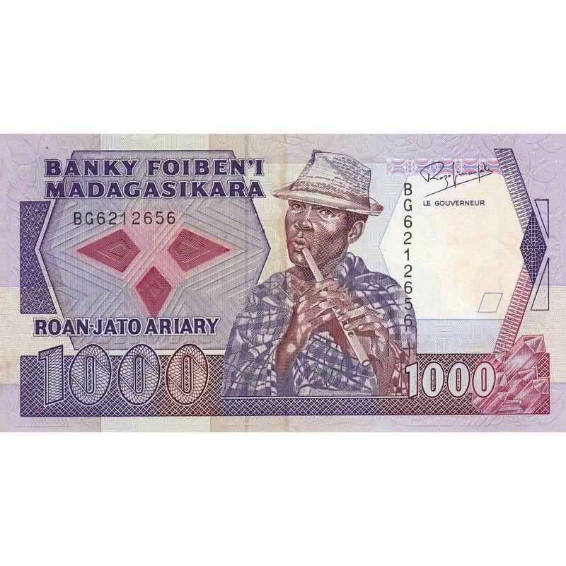 Madagascar - Pick 72b - 1'000 francs - 200 ariary - Série BG - 1992 - Etat : TTB
