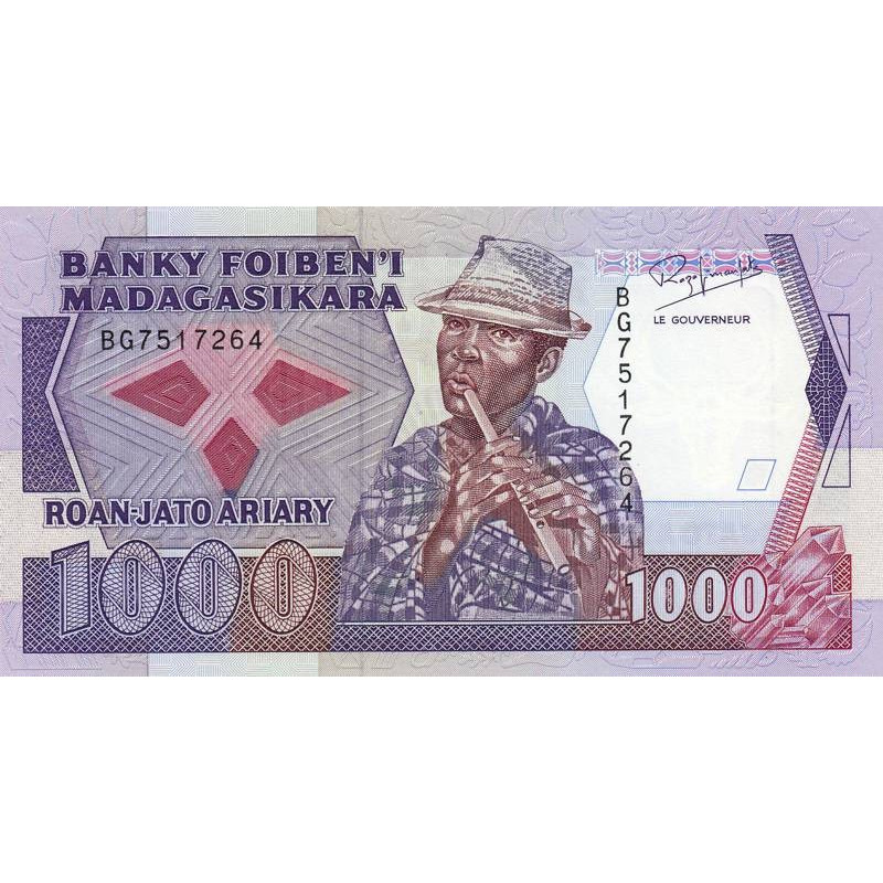 Madagascar - Pick 72b - 1'000 francs - 200 ariary - Série BG - 1992 - Etat : NEUF