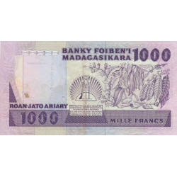 Madagascar - Pick 72b - 1'000 francs - 200 ariary - Série BK - 1992 - Etat : TTB+