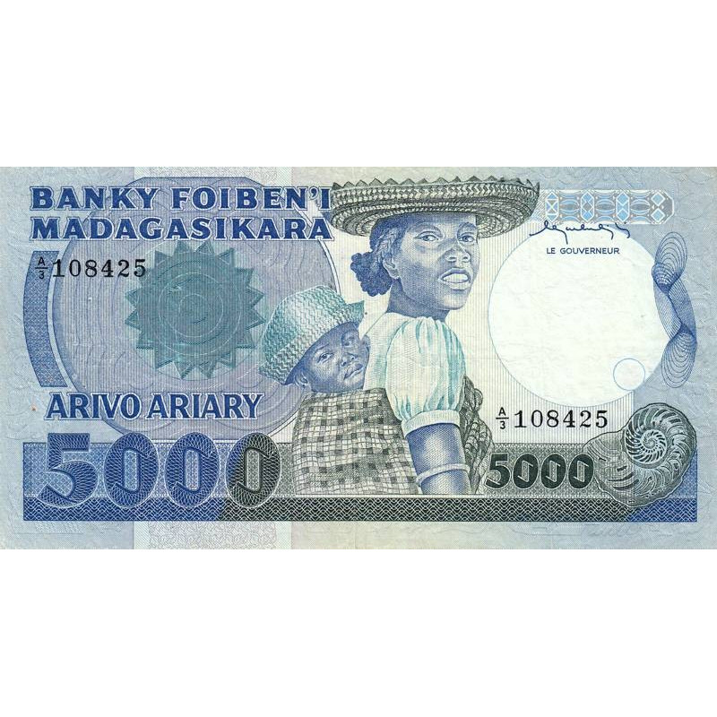Madagascar - Pick 69a - 5'000 francs - 1'000 ariary - Série A/3 - 1983 - Etat : TB