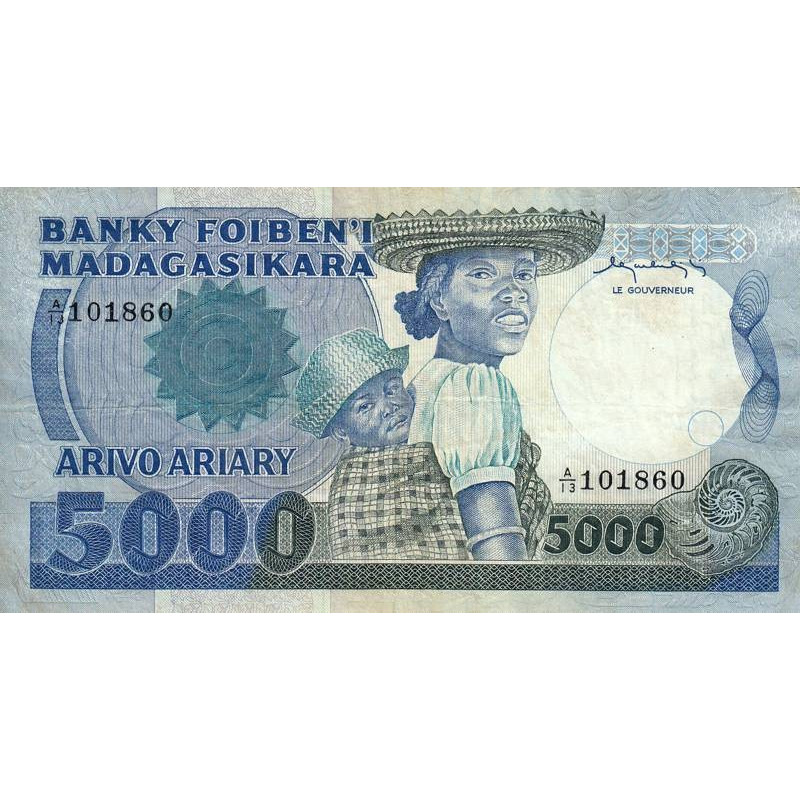 Madagascar - Pick 69a - 5'000 francs - 1'000 ariary - Série A/13 - 1983 - Etat : TB-