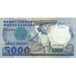 Madagascar - Pick 69b - 5'000 francs - 1'000 ariary - 1987 - Etat : TB-