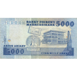Madagascar - Pick 69b - 5'000 francs - 1'000 ariary - Série A/14 - 1987 - Etat : TB-
