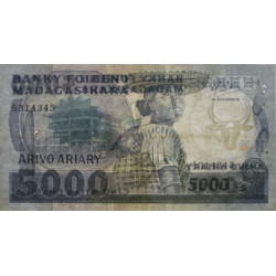 Madagascar - Pick 69b - 5'000 francs - 1'000 ariary - Série A/14 - 1987 - Etat : TB-