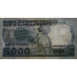 Madagascar - Pick 69b - 5'000 francs - 1'000 ariary - 1987 - Etat : B+
