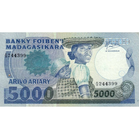 Madagascar - Pick 69b - 5'000 francs - 1'000 ariary - 1987 - Etat : TB