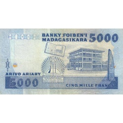 Madagascar - Pick 69b - 5'000 francs - 1'000 ariary - 1987 - Etat : TB