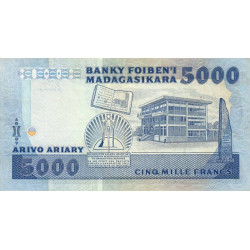 Madagascar - Pick 69b - 5'000 francs - 1'000 ariary - Série A/18 - 1987 - Etat : TB+