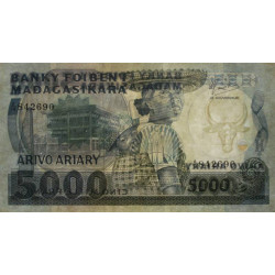 Madagascar - Pick 69b - 5'000 francs - 1'000 ariary - Série A/18 - 1987 - Etat : TB+