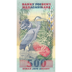 Madagascar - Pick 72Aa - 2'500 francs - 500 ariary - Série YC - 1993 - Etat : SUP