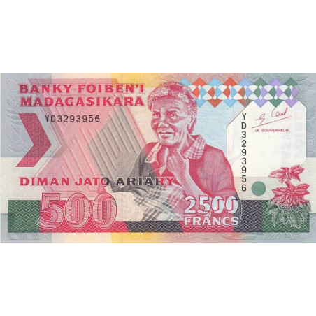 Madagascar - Pick 72Ab - 2'500 francs - 500 ariary - 1996 - Etat : NEUF