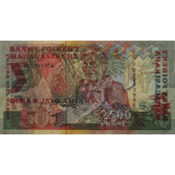 Madagascar - Pick 72Ab - 2'500 francs - 500 ariary - Série YD - 1996 - Etat : NEUF