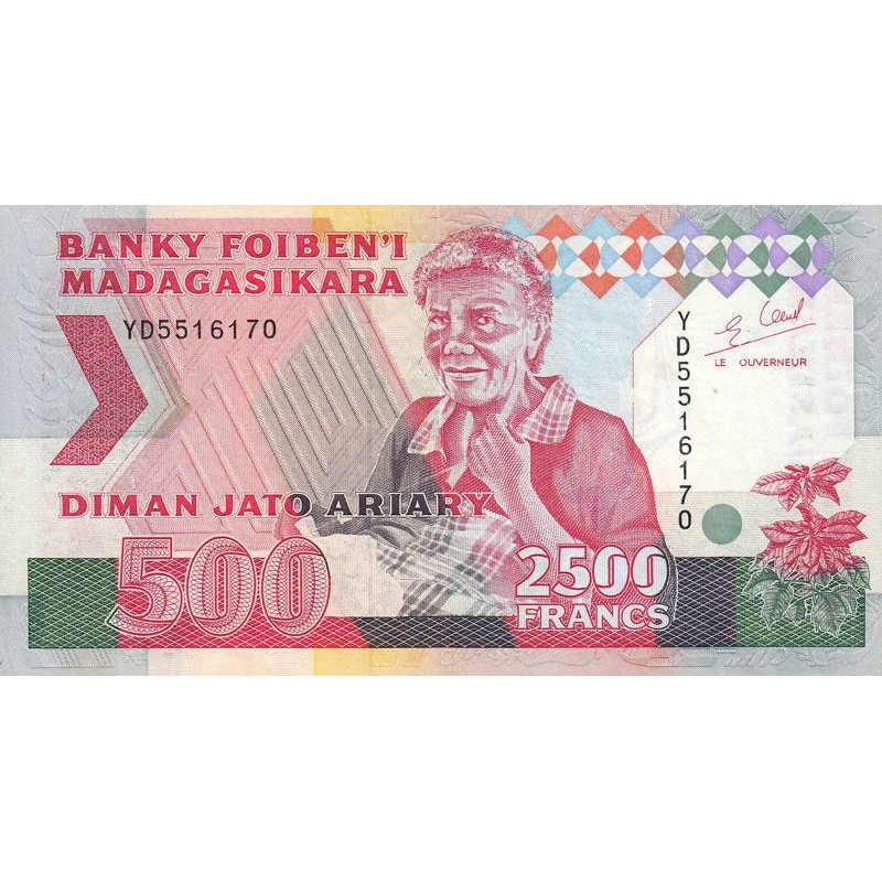 Madagascar - Pick 72Ab - 2'500 francs - 500 ariary - Série YD - 1996 - Etat : TTB+