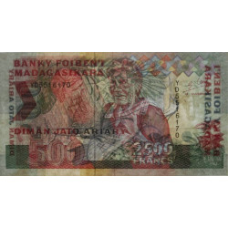 Madagascar - Pick 72Ab - 2'500 francs - 500 ariary - Série YD - 1996 - Etat : TTB+
