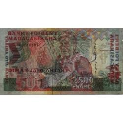 Madagascar - Pick 72Ab - 2'500 francs - 500 ariary - 1996 - Etat : TB+