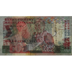 Madagascar - Pick 72Ab - 2'500 francs - 500 ariary - Série YD - 1996 - Etat : TB+