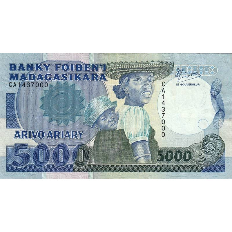 Madagascar - Pick 73a - 5'000 francs - 1'000 ariary - Série CA - 1988 - Etat : TTB-