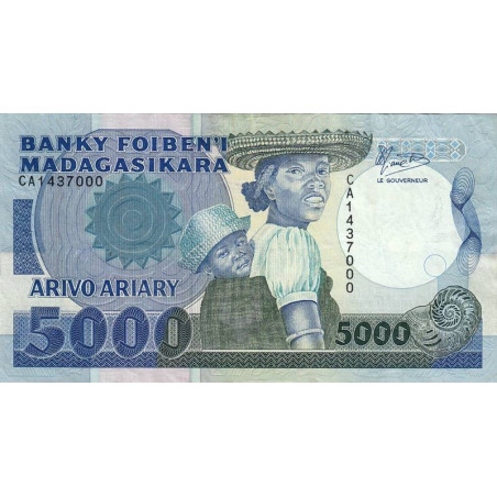 Madagascar - Pick 73a - 5'000 francs - 1'000 ariary - 1988 - Etat : TTB-