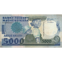 Madagascar - Pick 73a - 5'000 francs - 1'000 ariary - 1988 - Etat : TB-