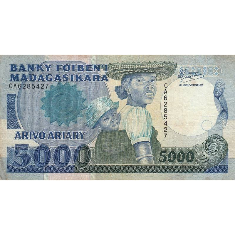 Madagascar - Pick 73a - 5'000 francs - 1'000 ariary - Série CA - 1988 - Etat : TB-
