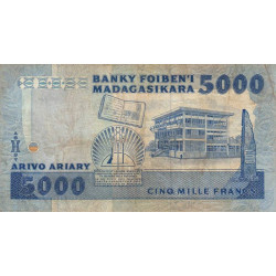 Madagascar - Pick 73a - 5'000 francs - 1'000 ariary - Série CA - 1988 - Etat : TB-