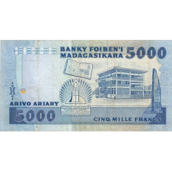 Madagascar - Pick 73b - 5'000 francs - 1'000 ariary - Série CB - 1992 - Etat : TB