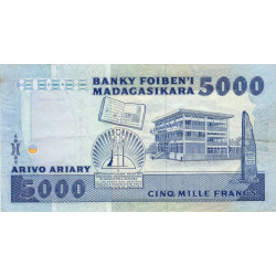 Madagascar - Pick 73b - 5'000 francs - 1'000 ariary - Série CC - 1992 - Etat : TB+