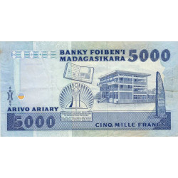 Madagascar - Pick 73b - 5'000 francs - 1'000 ariary - 1992 - Etat : TB+