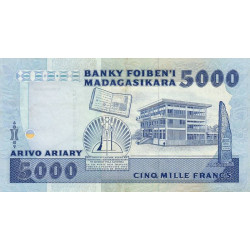 Madagascar - Pick 73b - 5'000 francs - 1'000 ariary - Série CD - 1992 - Etat : TTB