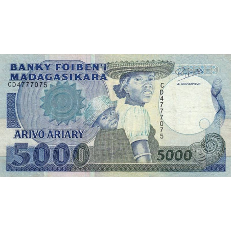 Madagascar - Pick 73b - 5'000 francs - 1'000 ariary - 1992 - Etat : TB-