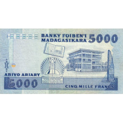 Madagascar - Pick 73b - 5'000 francs - 1'000 ariary - 1992 - Etat : TB-