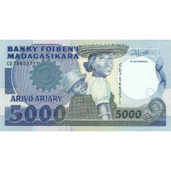 Madagascar - Pick 73b - 5'000 francs - 1'000 ariary - 1992 - Etat : SUP