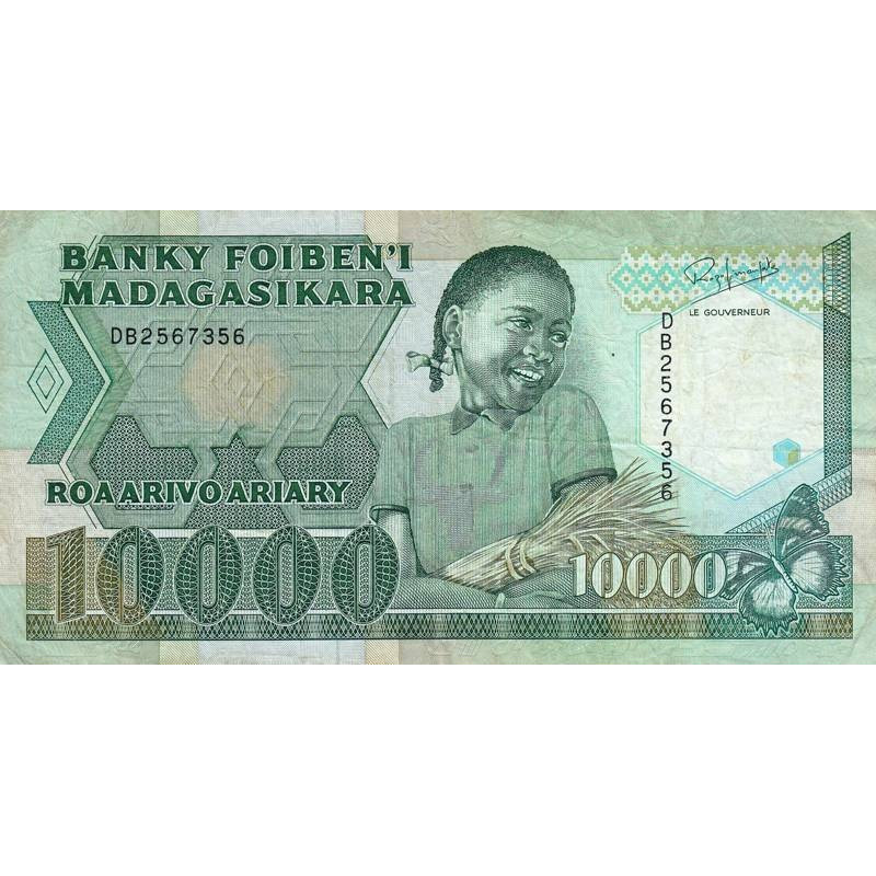 Madagascar - Pick 74b - 10'000 francs - 2'000 ariary - Série DB - 1992 - Etat : TB