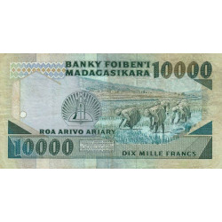 Madagascar - Pick 74b - 10'000 francs - 2'000 ariary - Série DB - 1992 - Etat : TB