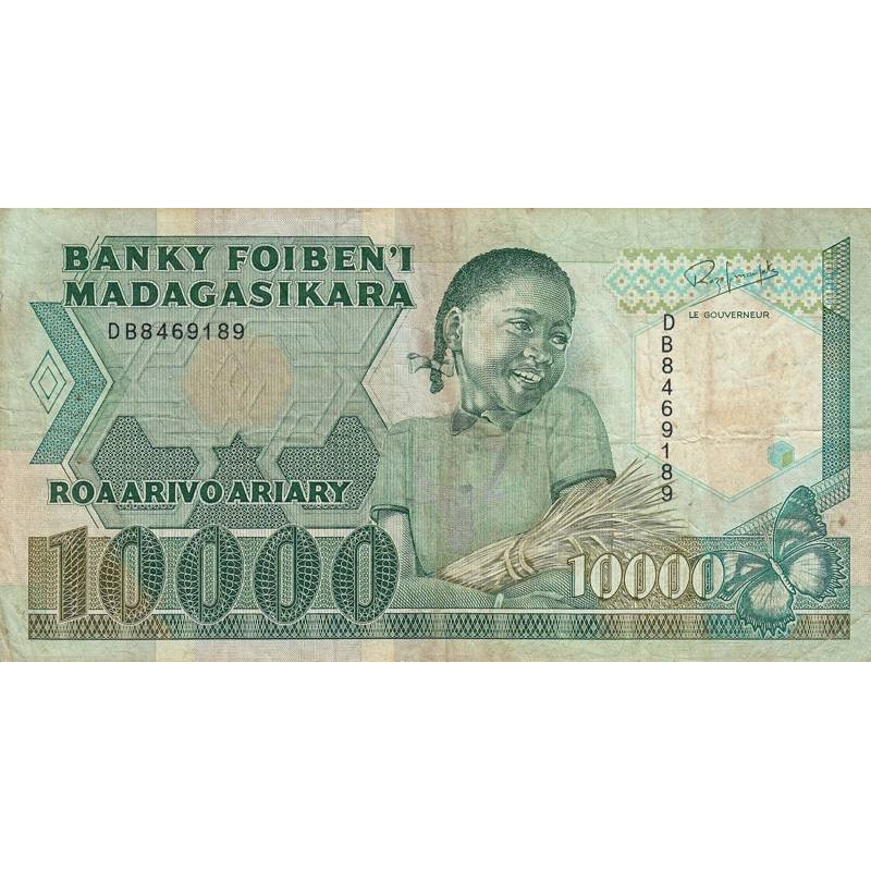 Madagascar - Pick 74b - 10'000 francs - 2'000 ariary - Série DB - 1992 - Etat : B+