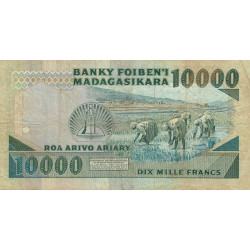 Madagascar - Pick 74b - 10'000 francs - 2'000 ariary - 1992 - Etat : B+