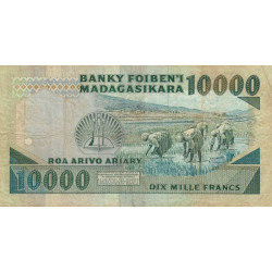 Madagascar - Pick 74b - 10'000 francs - 2'000 ariary - Série DB - 1992 - Etat : B+