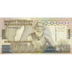 Madagascar - Pick 74Aa - 25'000 francs - 5'000 ariary - Série FA - 1993 - Etat : TB+