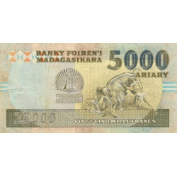 Madagascar - Pick 74Aa - 25'000 francs - 5'000 ariary - Série FA - 1993 - Etat : TB+
