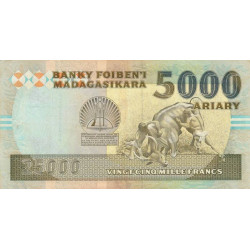 Madagascar - Pick 74Aa - 25'000 francs - 5'000 ariary - 1993 - Etat : TTB-