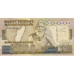 Madagascar - Pick 74Ab - 25'000 francs - 5'000 ariary - Série FD - 1996 - Etat : TB-