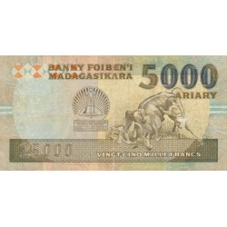 Madagascar - Pick 74Ab - 25'000 francs - 5'000 ariary - 1996 - Etat : TB-
